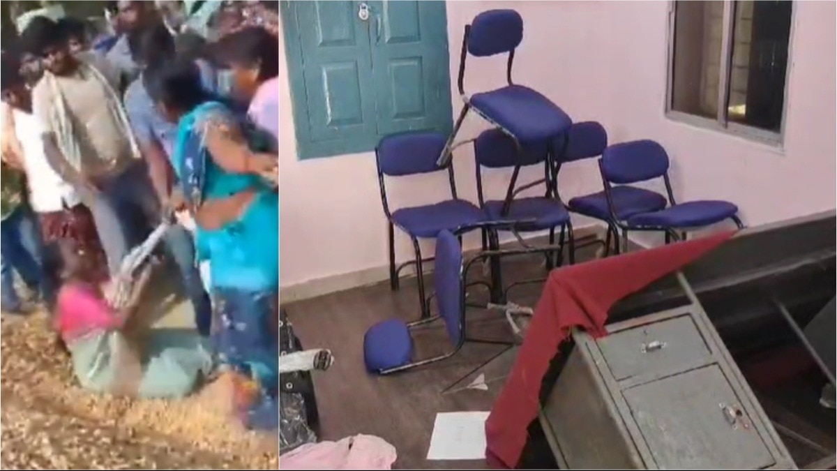 farmers drag agricultural market head by saree in andhra vandalise her office
